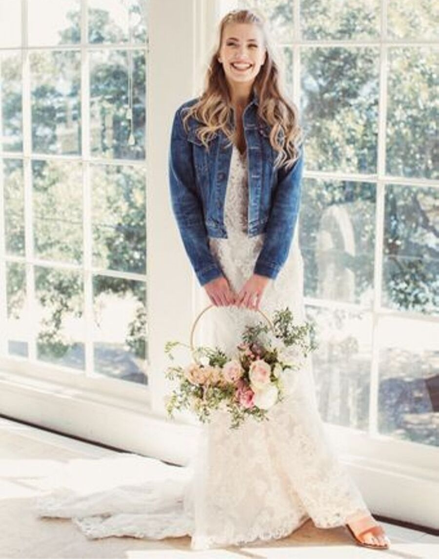 denim jacket with wedding dress