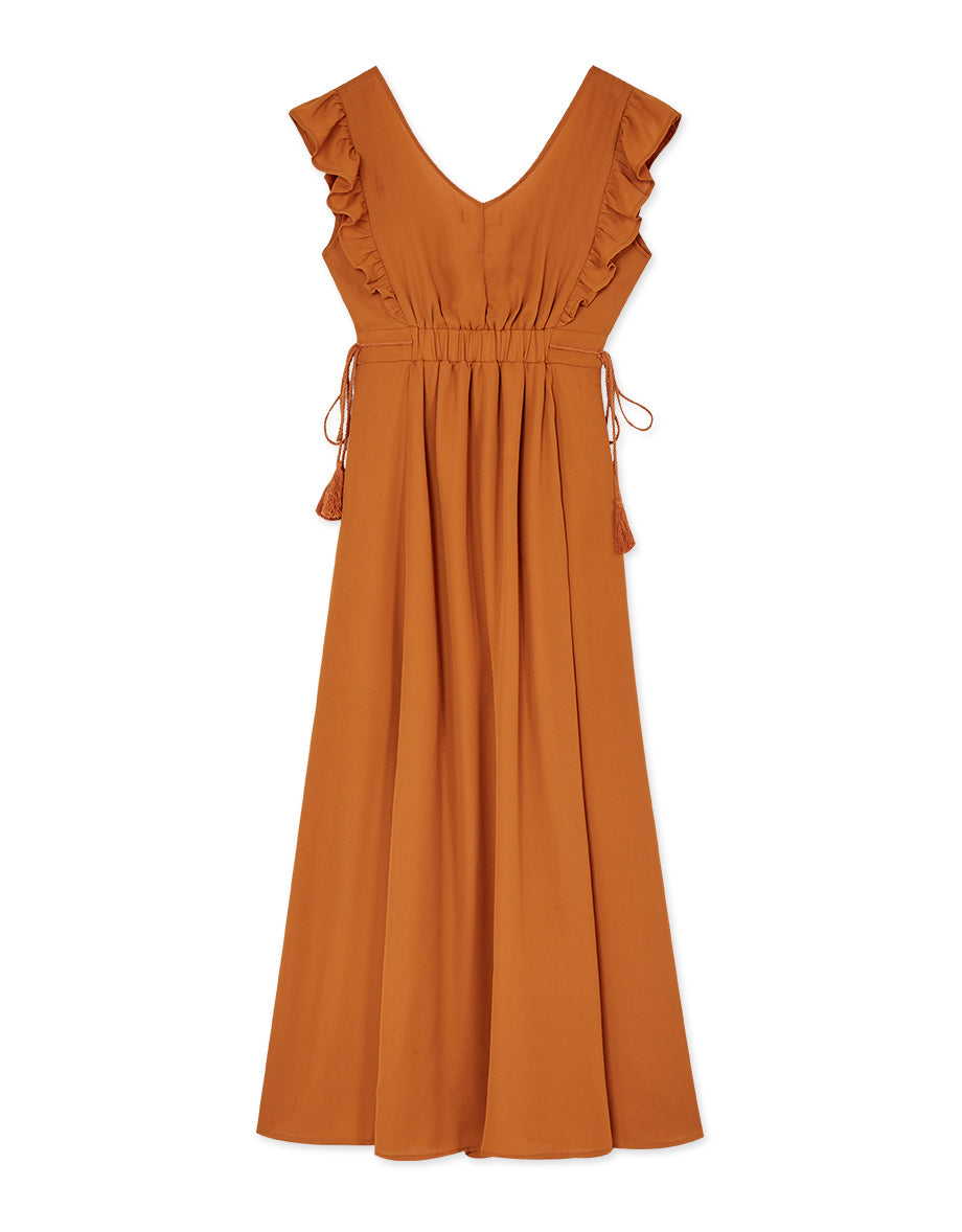 maxi dress ruffle sleeve