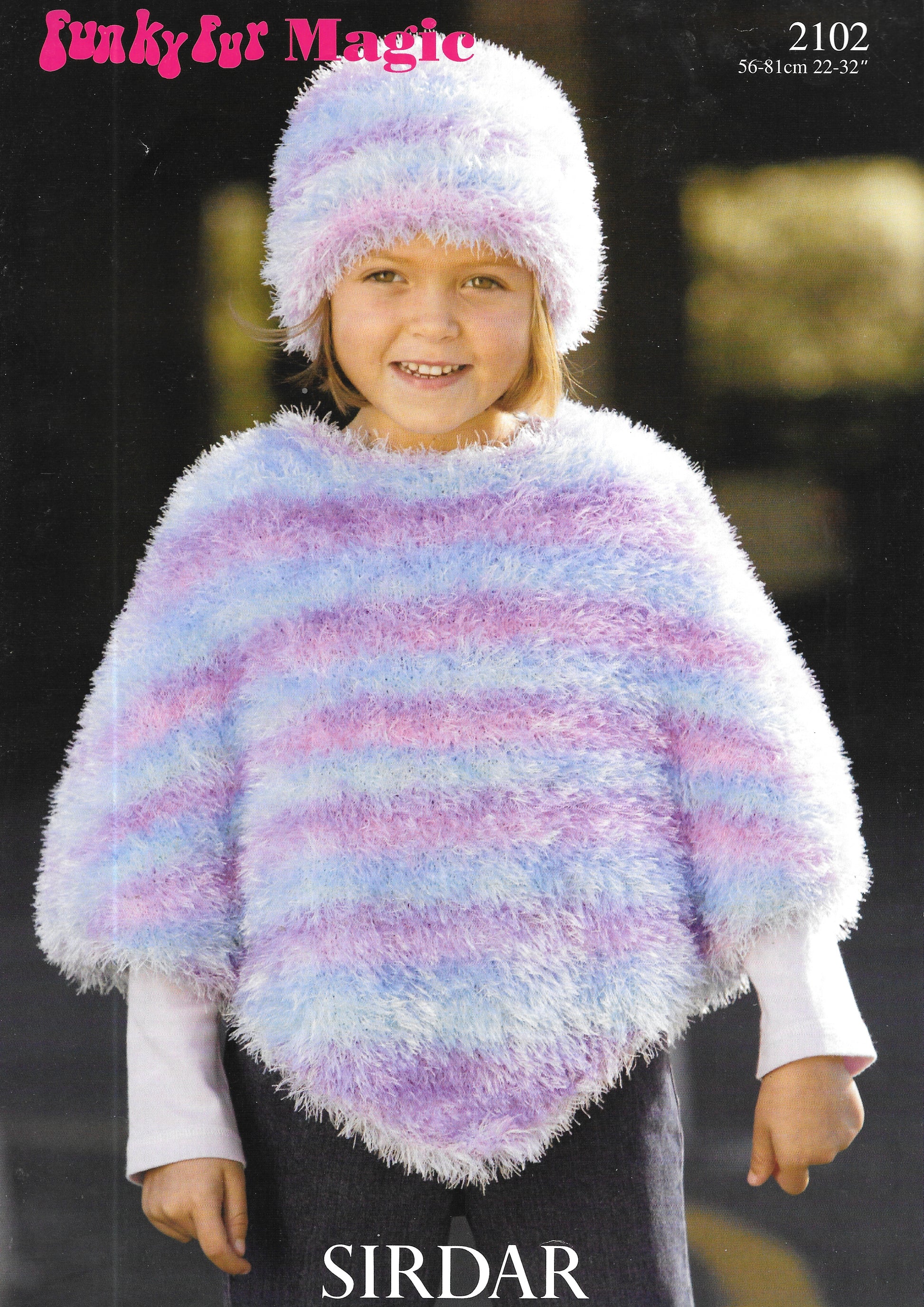 2102 PRELOVED Sirdar Knitting Pattern. Child's poncho and hat. Funky f ...