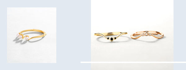 images of our beautiful stacking rings in gold