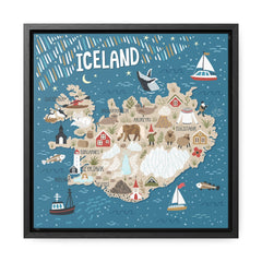 Iceland Stylized Map Framed Canvas