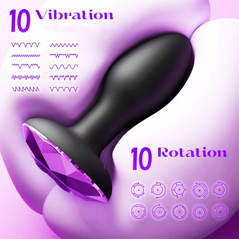 10 modes de vibrations et 10 modes de rotation du plug anal de luxe noir vibrant et rotatif-Le Royaume Du Plug
