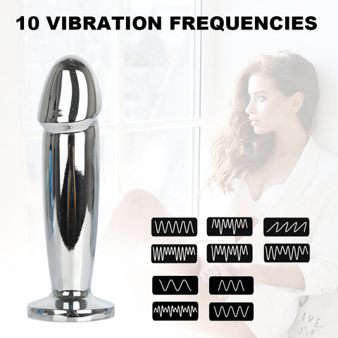 10 vitesses de vibration du plug anal vibrant en métal-Le Royaume Du Plug