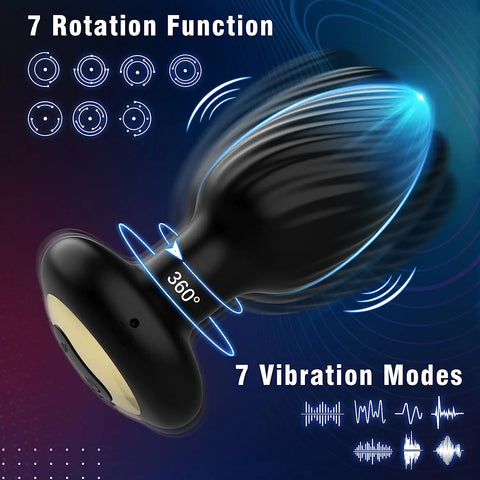 7 vitesses de vibration et de rotation du plug anal vibrant à rotation-Le Royaume Du Plug