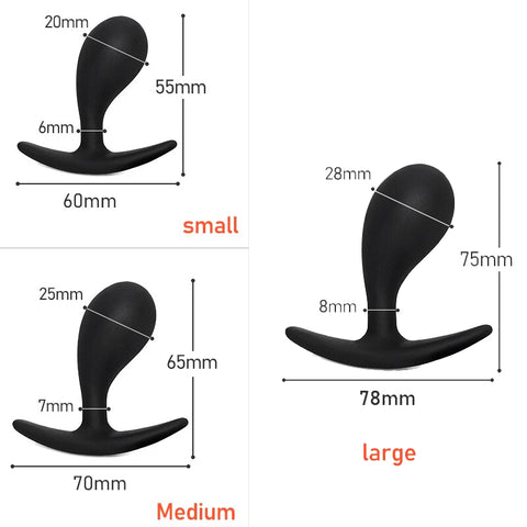Dimension de l'entraînement anal en silicone noir 3 pièces-Le Royaume Du Plug