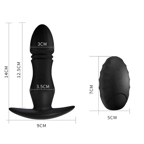 Dimension du plug anal vibrant en silicone noir-Le Royaume Du Plug