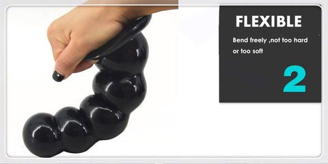 Flexibilité de l'énorme perles anales en silicone noir-Le Royaume Du Plug