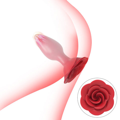 Insertion anal du plug anal fleur silicone rouge-Le Royaume Du Plug