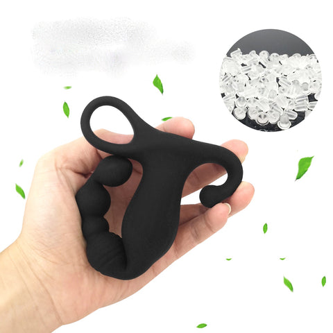 Intérieur du perles anales vibrantes noir en silicone-Le Royaume Du Plug