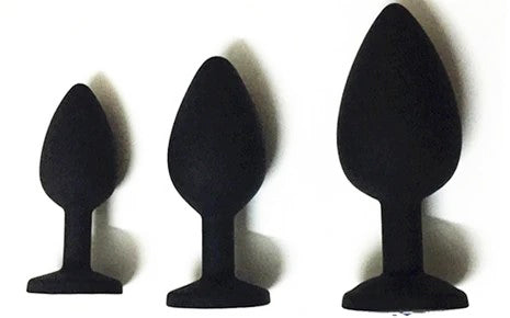 Kit de plug anal silicone noir sur fond blanc-Luckyprize