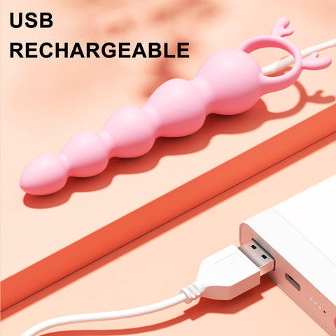 Mode de recharge USB du perles anales vibrantes rose-Le Royaume Du Plug