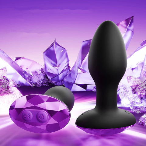 Photo du luxueux plug anal de luxe noir vibrant et rotatif à 360 degrés avec télécommande-Le Royaume Du Plug