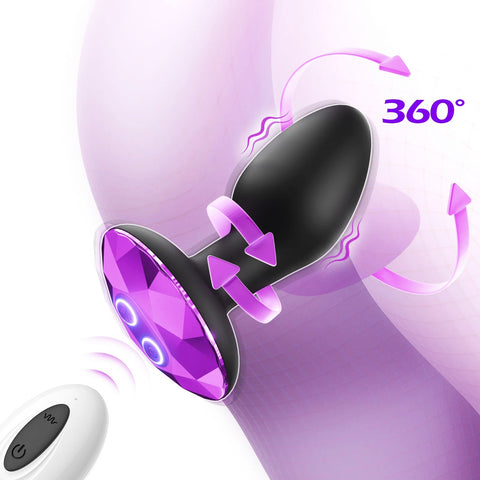 Plug anal de luxe noir vibrant et rotatif à 360 degrés avec télécommande-Le Royaume Du Plug