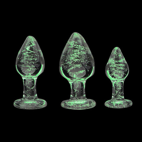 Trois plugs anaux en verre phosphorescent-Le Royaume Du Plug
