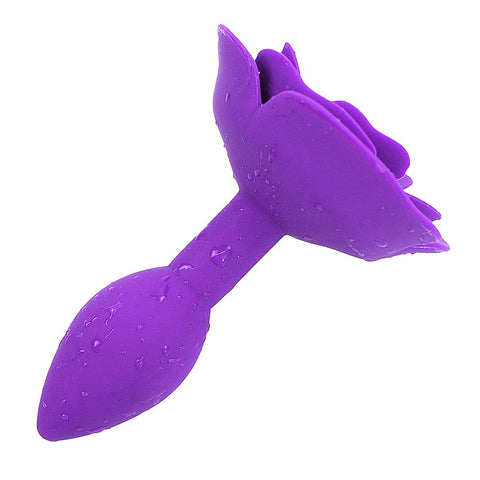 Vue sur le coté du Plug anal en forme de fleur violet-Le Royaume Du Plug