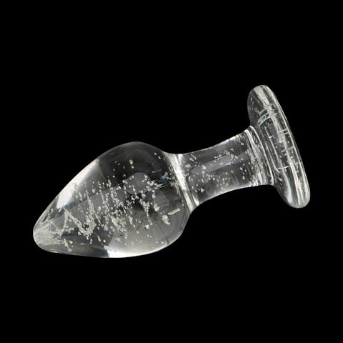 Vue sur le coté du plug anal en verre phosphorescent-Le Royaume Du Plug