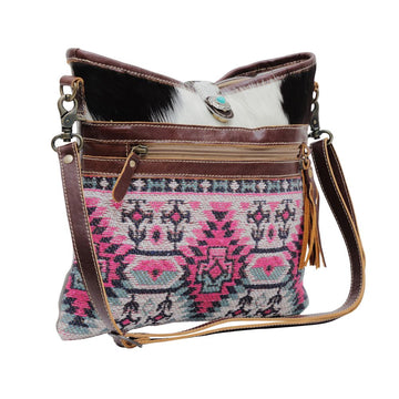 Dalton - Medium Aztec Canvas & Genuine Hair On Crossbody Bag