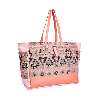 Nash Weekend - Peachy Pink Coral Canvas & Genuine Leather Weekender