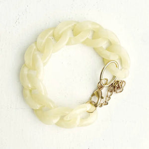 Chunky Flat Chain Link Bracelet - Cream - Whiskey Rose Co. 
