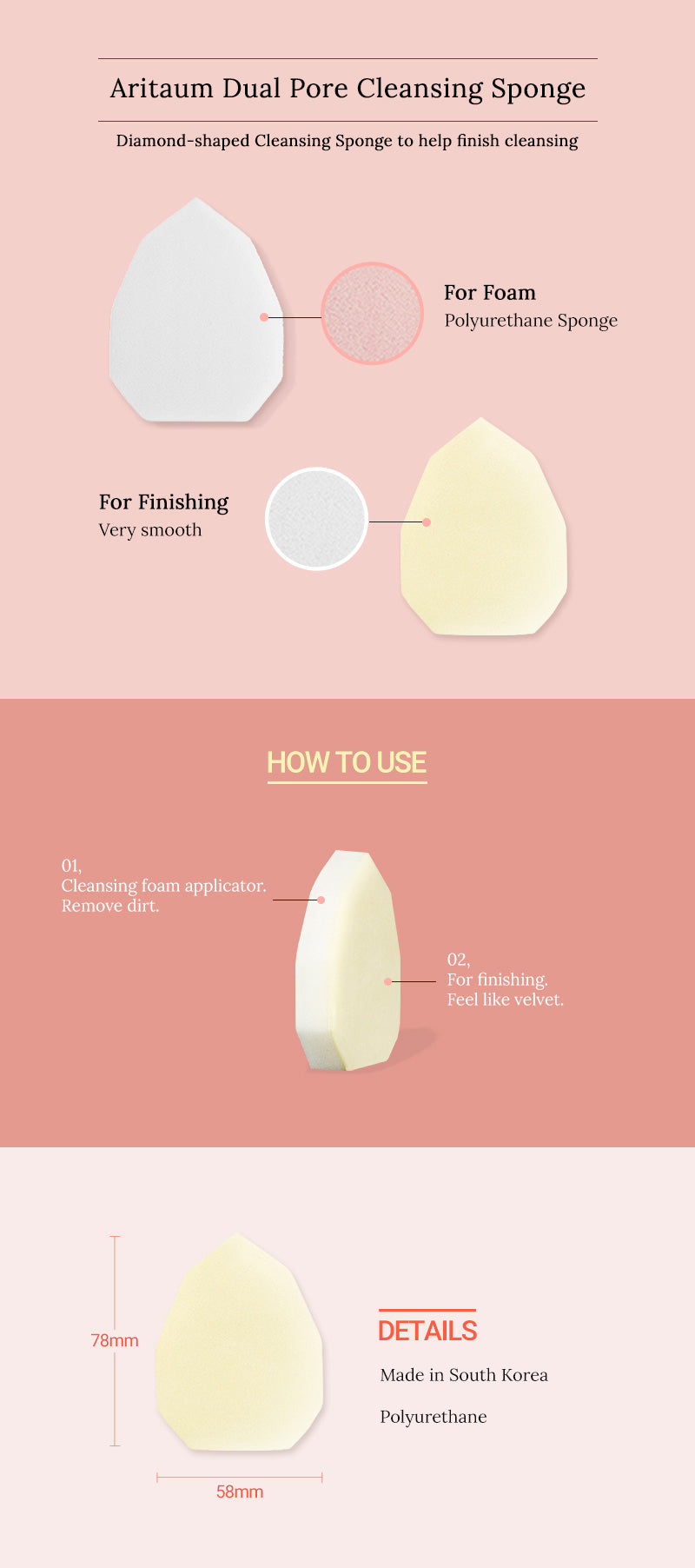 Aritaum Dual Pore Cleansing Sponge