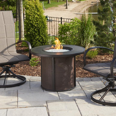 Stonefire 31-Inch Round Propane Gas Fire Pit Table - Brown ...