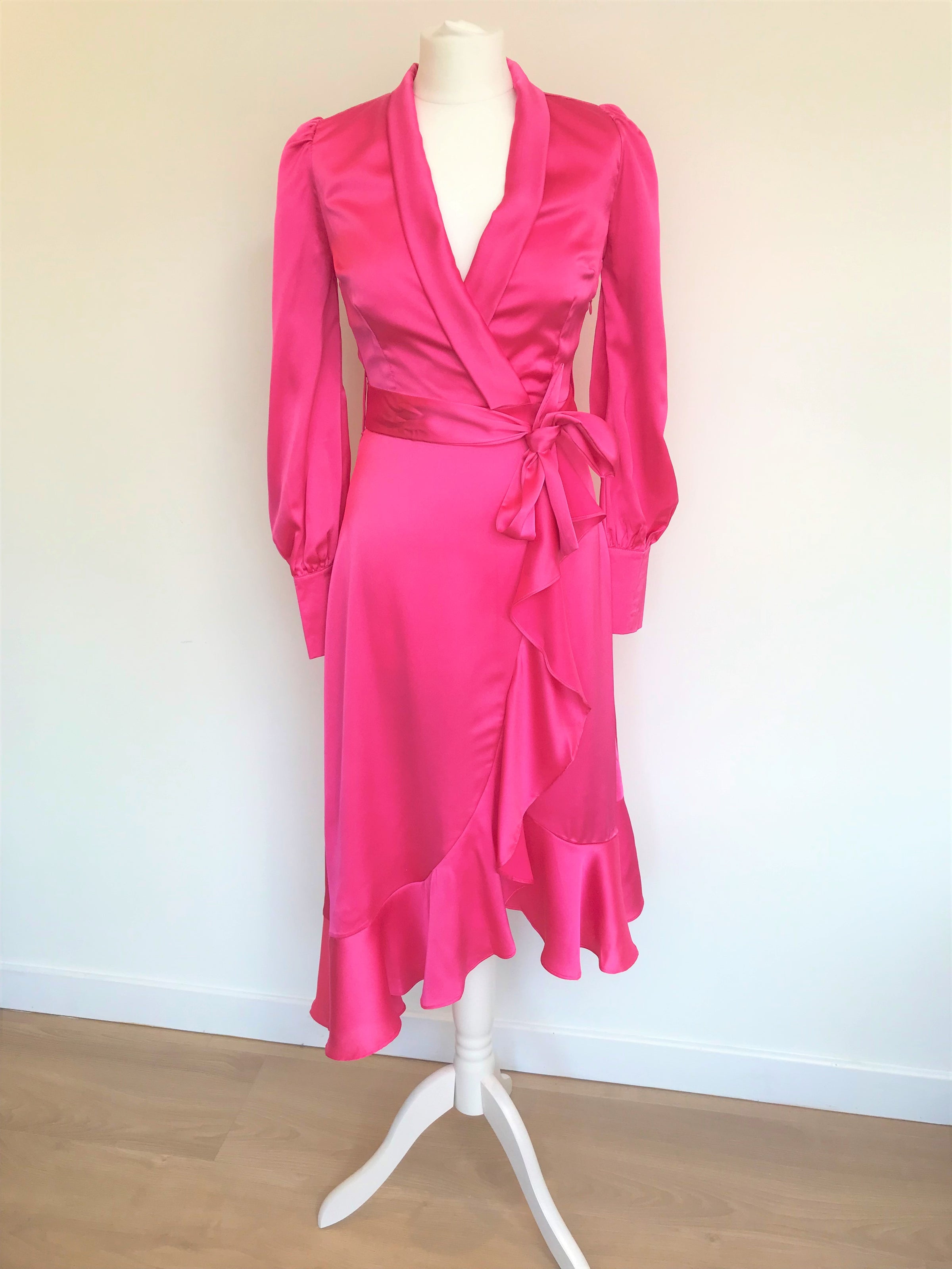 hot pink dress midi