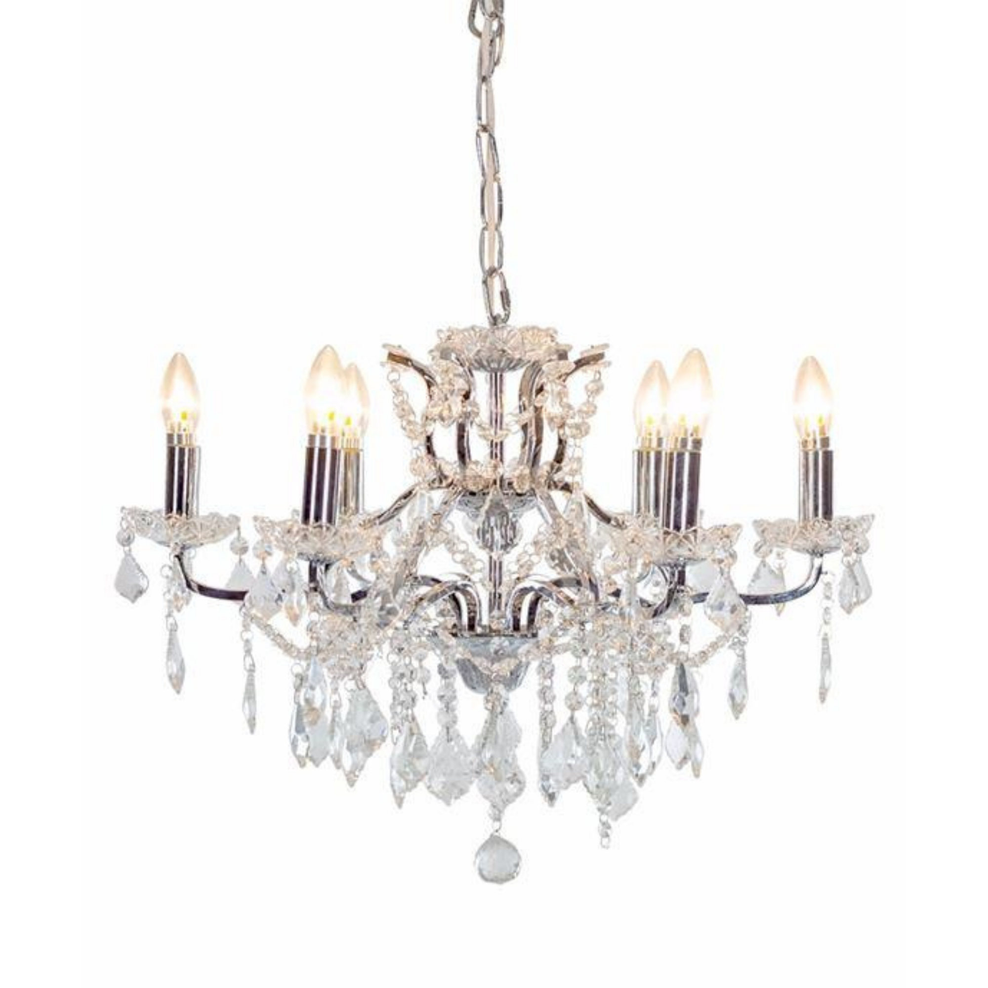 chrome and glass chandelier