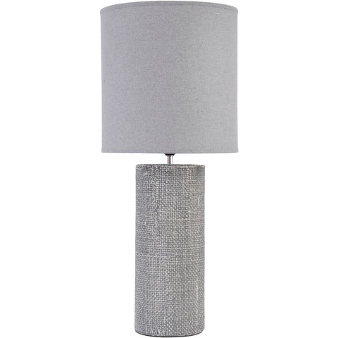 Textured Porcelain Tall Table Lamp With Shade - Grey Finish