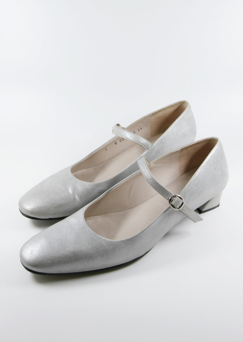 silver mary jane pumps