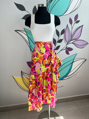 Abstract Print High Waist Wrap Skirt - Mila Boutique