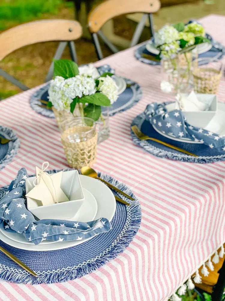 Modern red white and blue tablescape for 4th of July