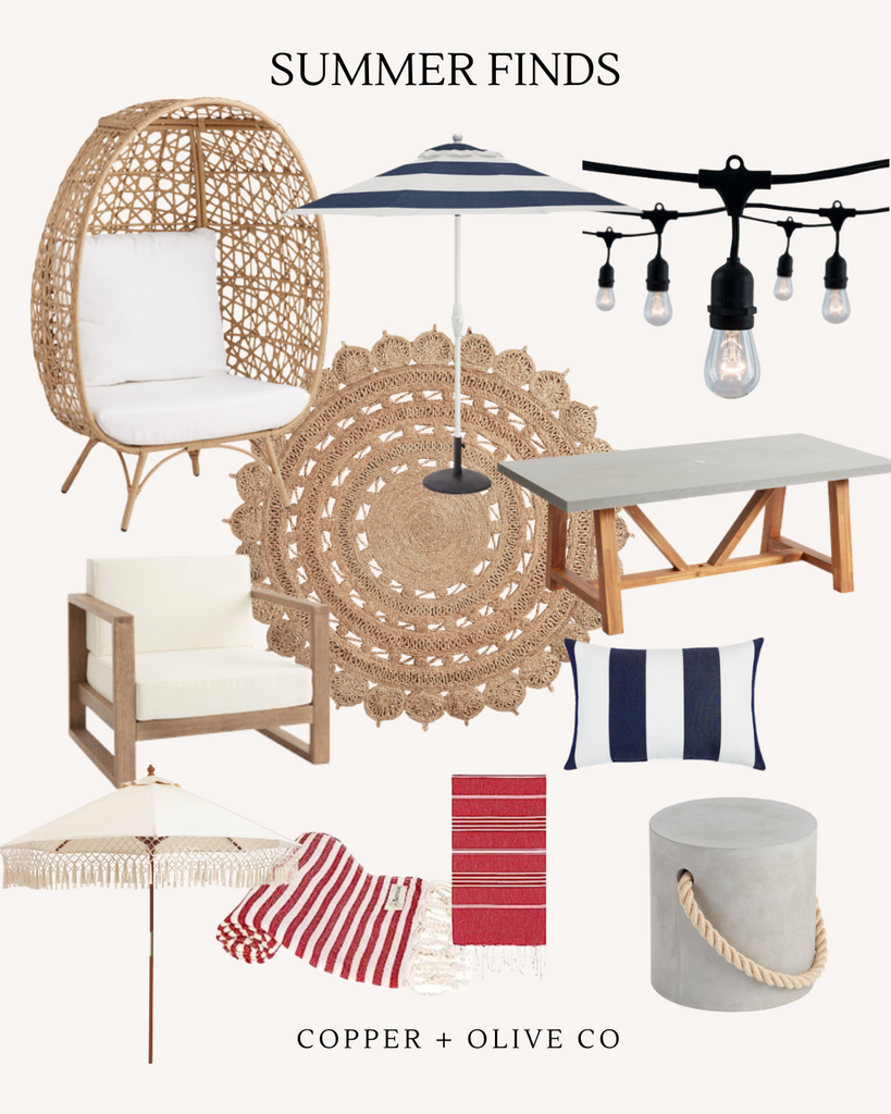 Collage of outdoor patio summer decor