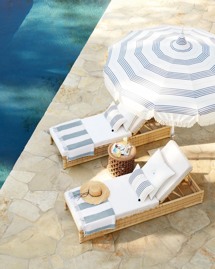poolside lounge chairs coastal chic style