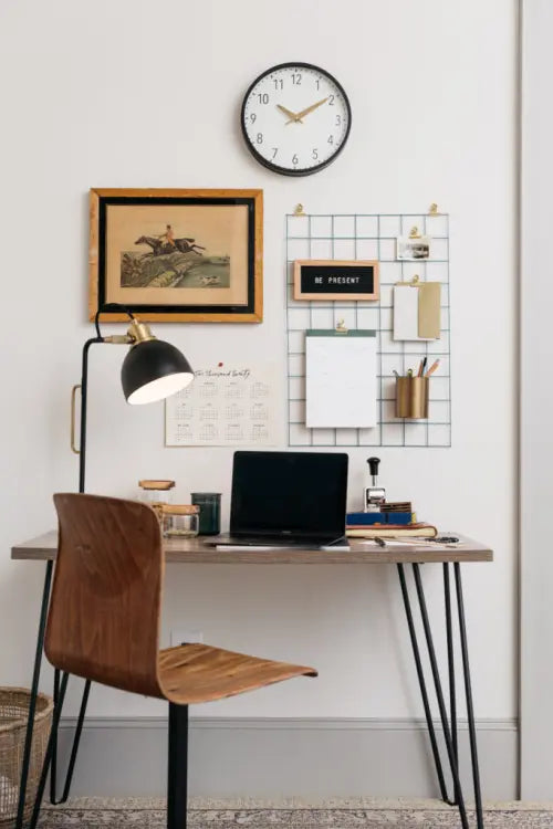 Magnolia homework desk station with wooden chair and small desk