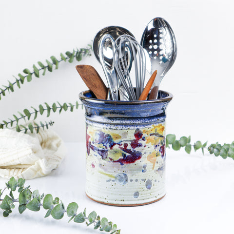 Porcelain Ceramic Utensil Crock Holder - The Bright Angle