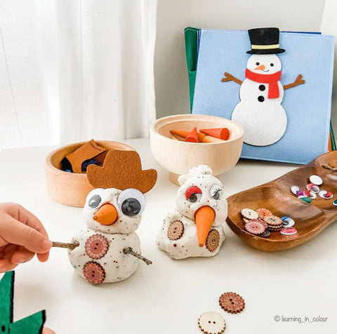 Christmas Playdough Activities - Build a snowman