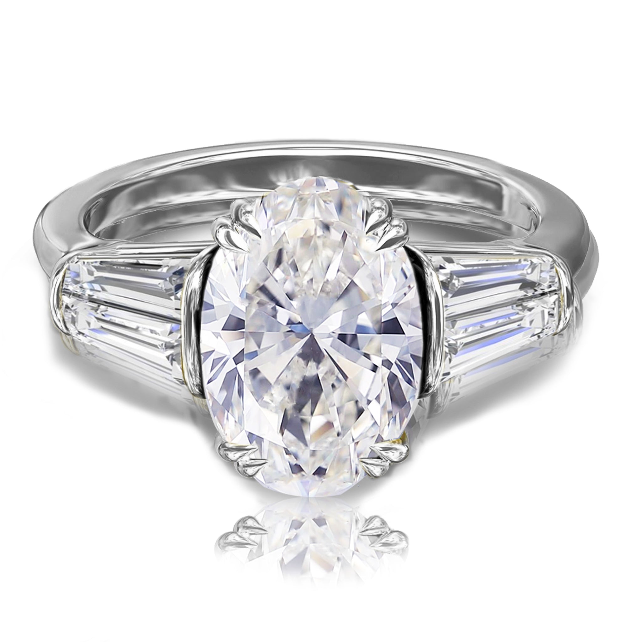 oval diamond ring with baguettes