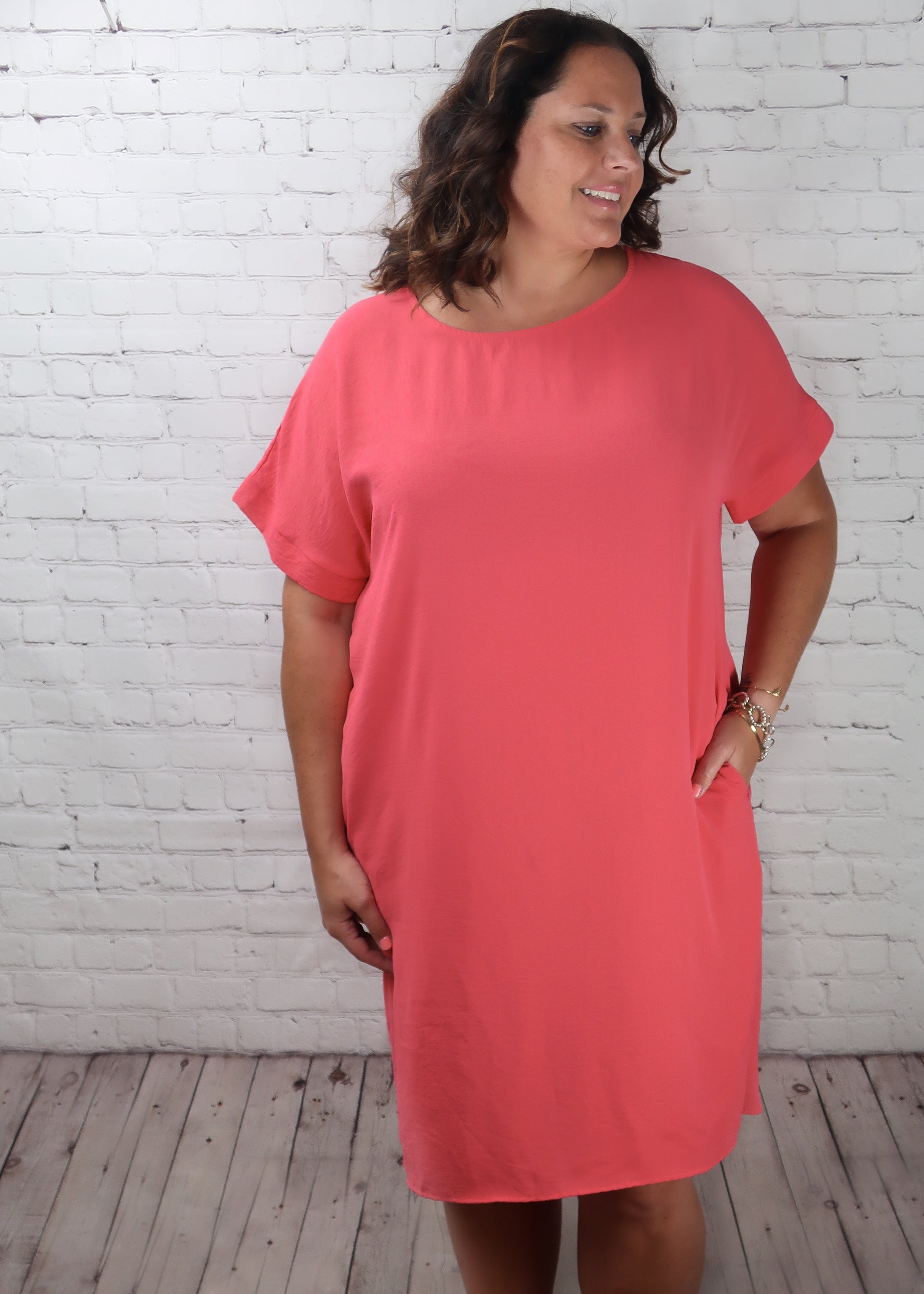 Plus Size 1x 3x Island Breeze Coral Midi Dress Blake Boutique 1295