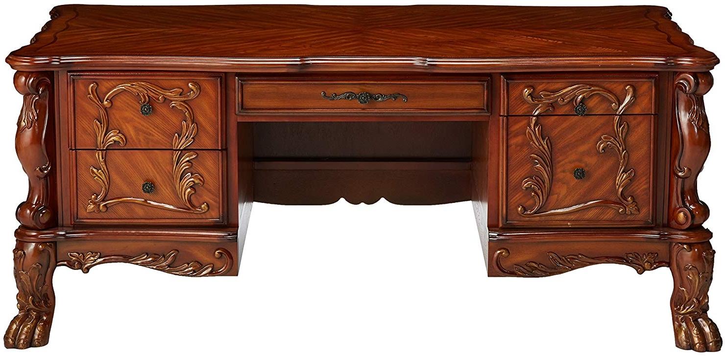 Acme 12169 Dresden Traditional Cherry Oak Office Desk Flatfair