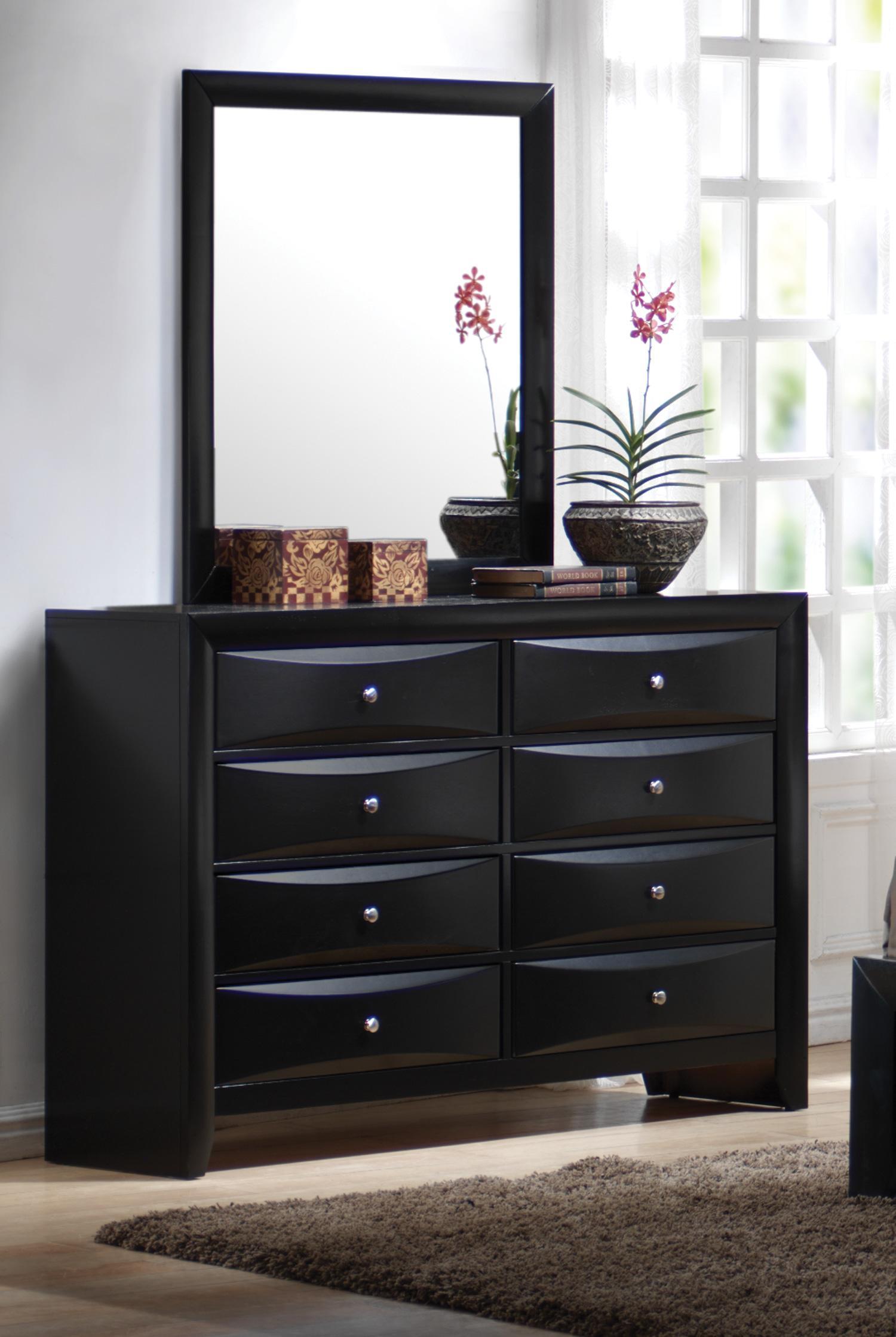 Briana Black Drawers Dresser And Mirror Set Flatfair