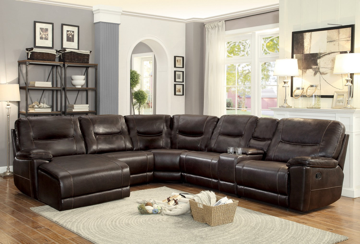 2pc sectional brown leather sofa