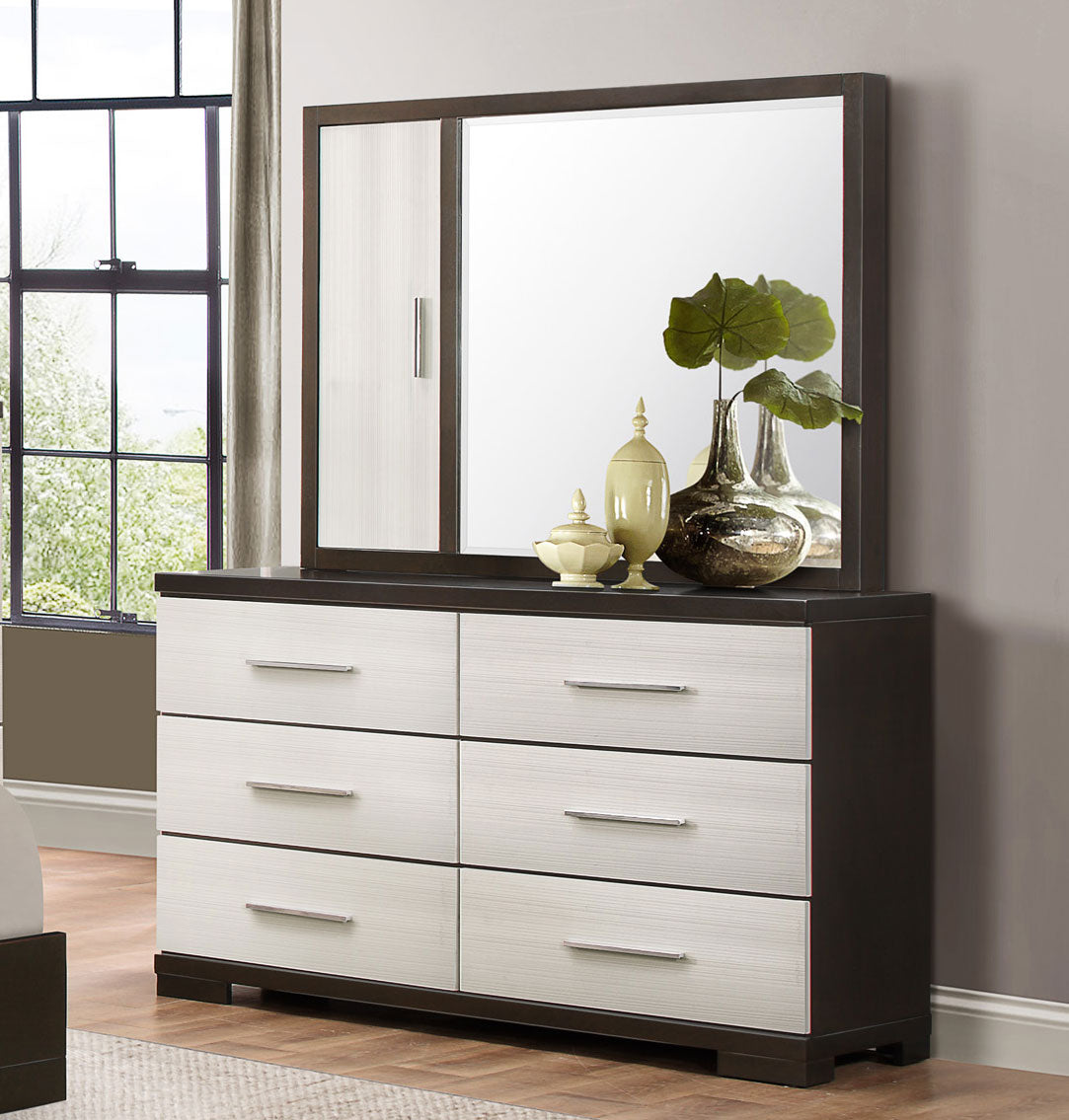 Pell 1967w 5 2pcs Ultra Modern Espresso White Wood Dresser Mirror