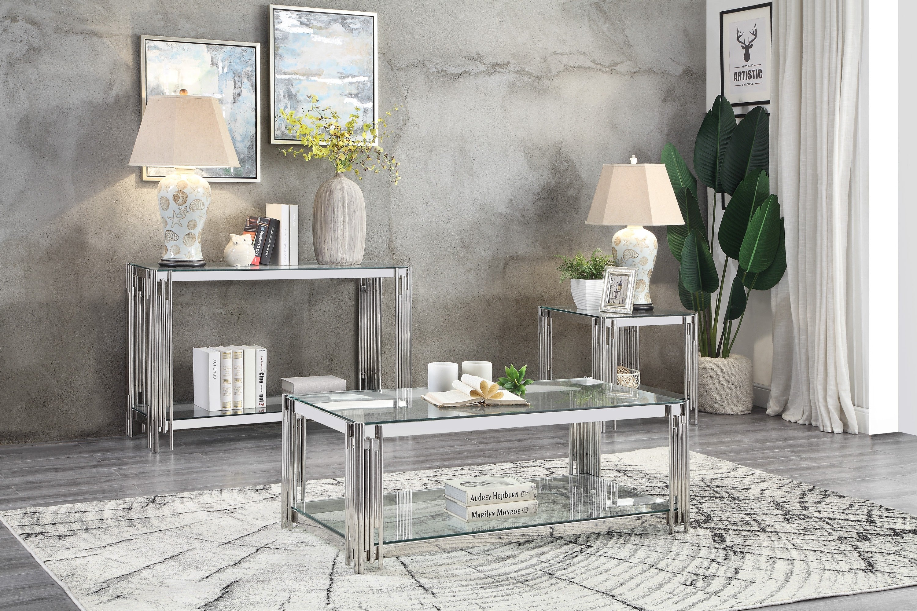silver coffee table living room