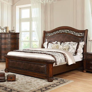 Furniture Of America Janiya Cherry Wood Finish Eastern King Bed Flatfair