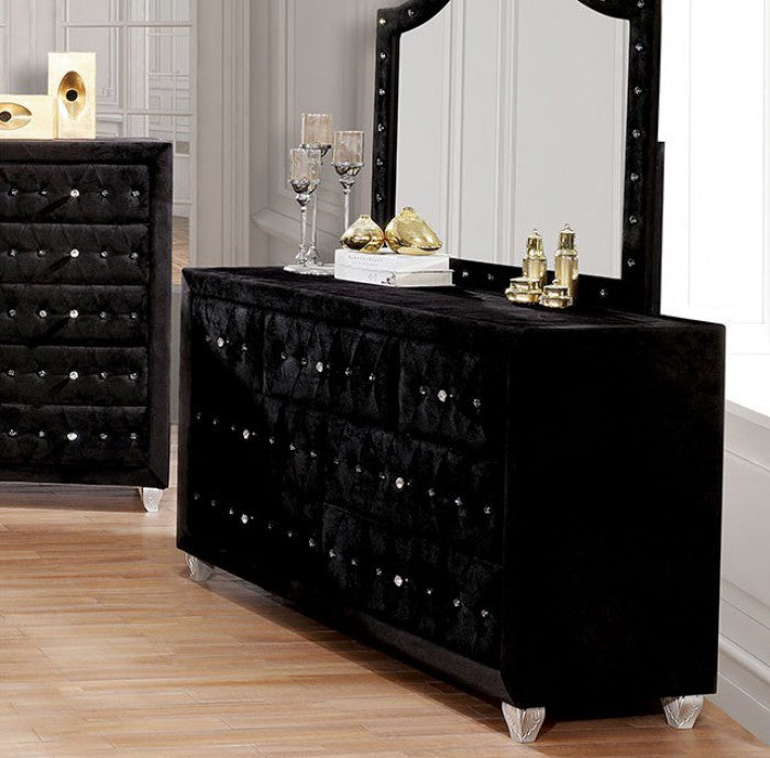 Furniture Of America Cm7150bk D Alzire Black Dresser Mirror Set