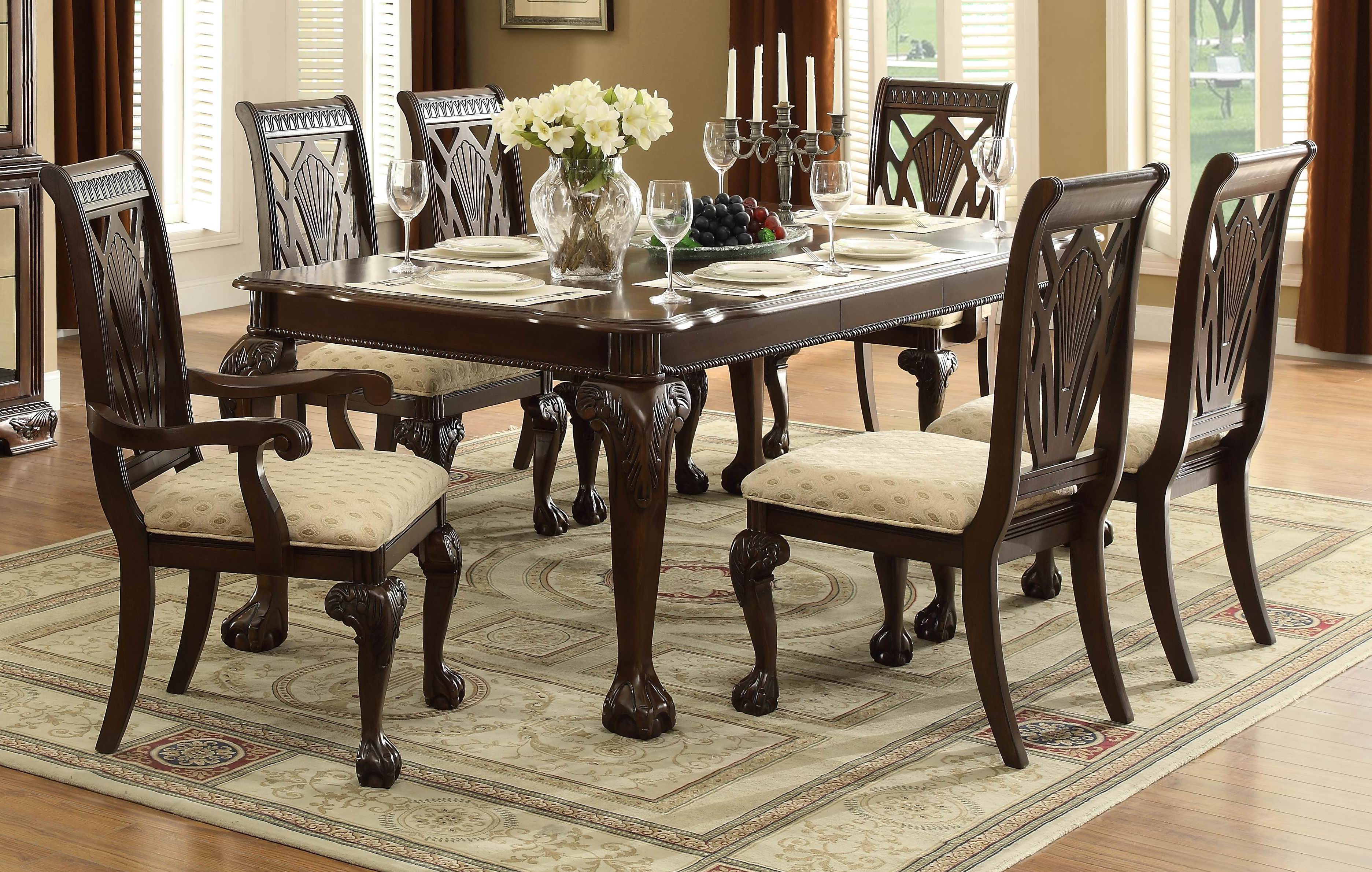 Norwich 5055 82 Traditional 7pc Cherry Wood Leaf Dining Table Set