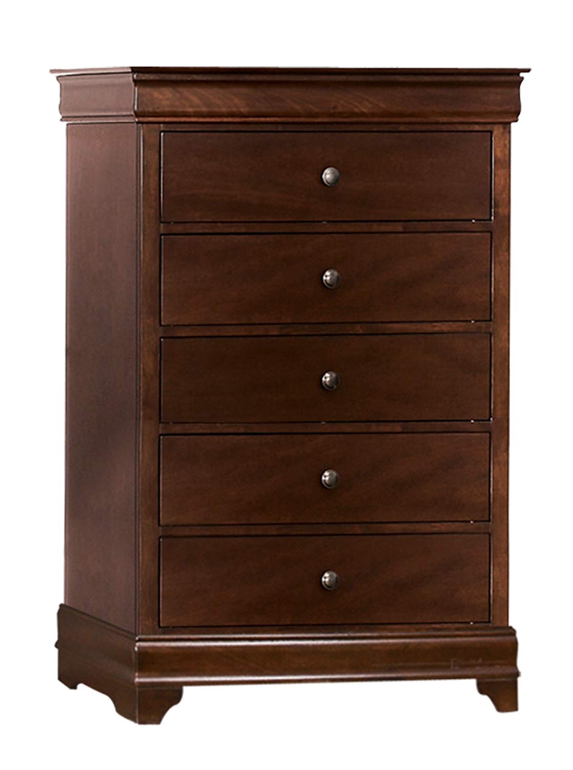 Traditional Louis Philippe Brown Cherry Wood Chest Tall Dresser