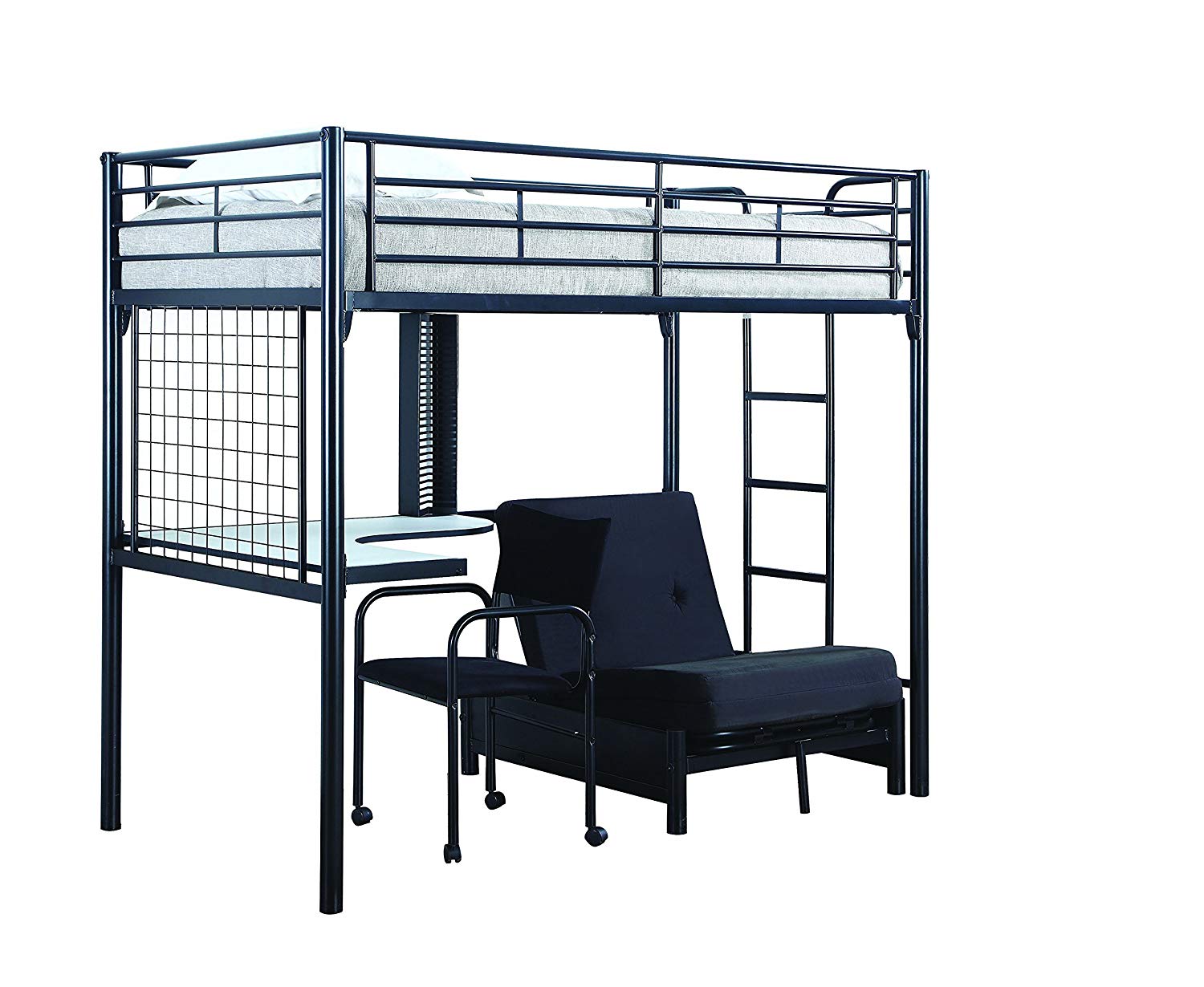 loft bed with desk and futon chair