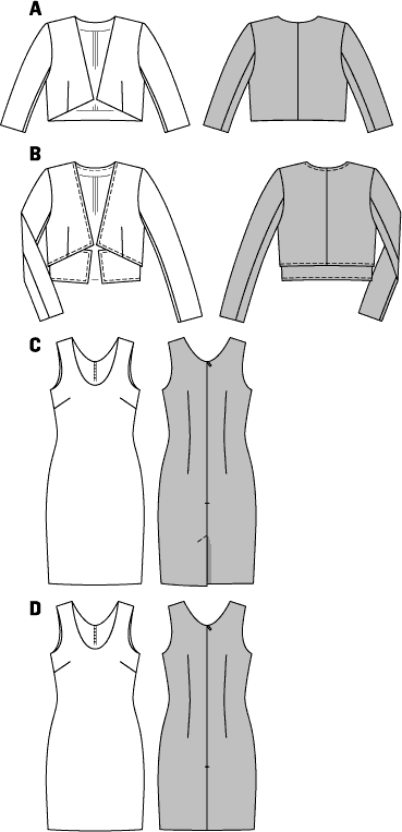 Burda B6773 Coordinates Trousersuits Suits Sewing Pattern 6773 Line Art From Patternsandplains.com