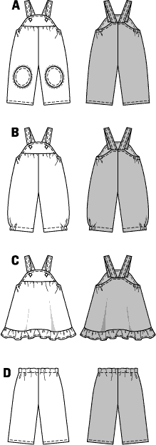 Burda B9772 Trousers and Skirt Sewing Pattern 9772 Line Art From Patternsandplains.com